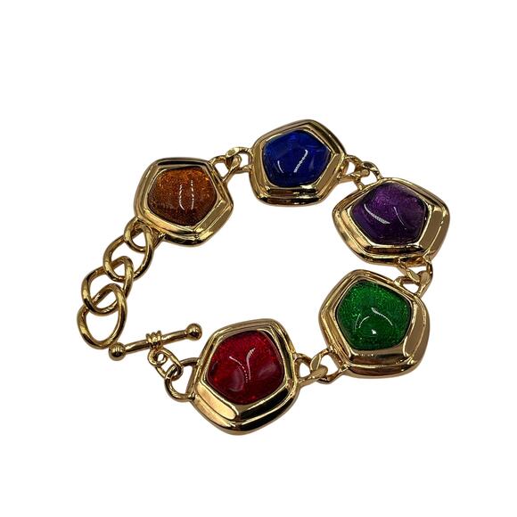 Vth Runway Jewel Tone Avon Vibrant Resin Cab GP Bracelet Match KJL 
“CAPRIANTI" - Picture 1 of 9